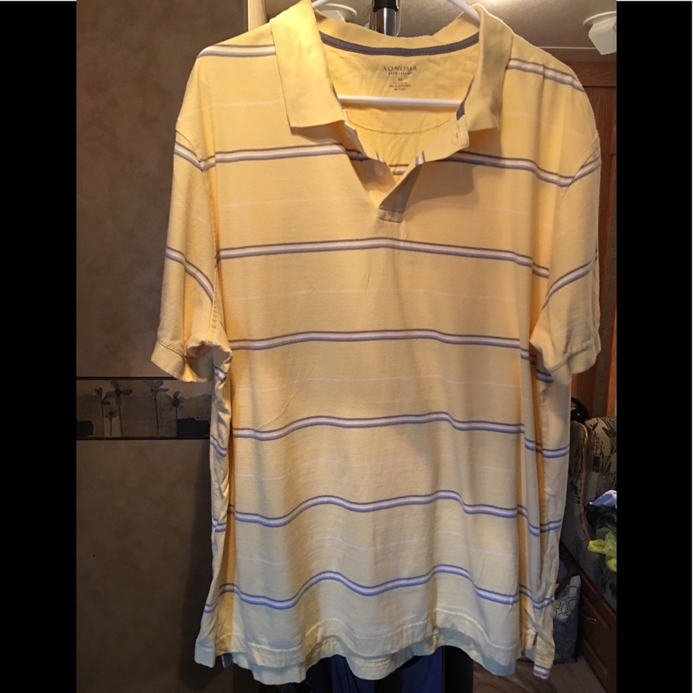 Sonoma men’s polo yellow with stripe pattern XL